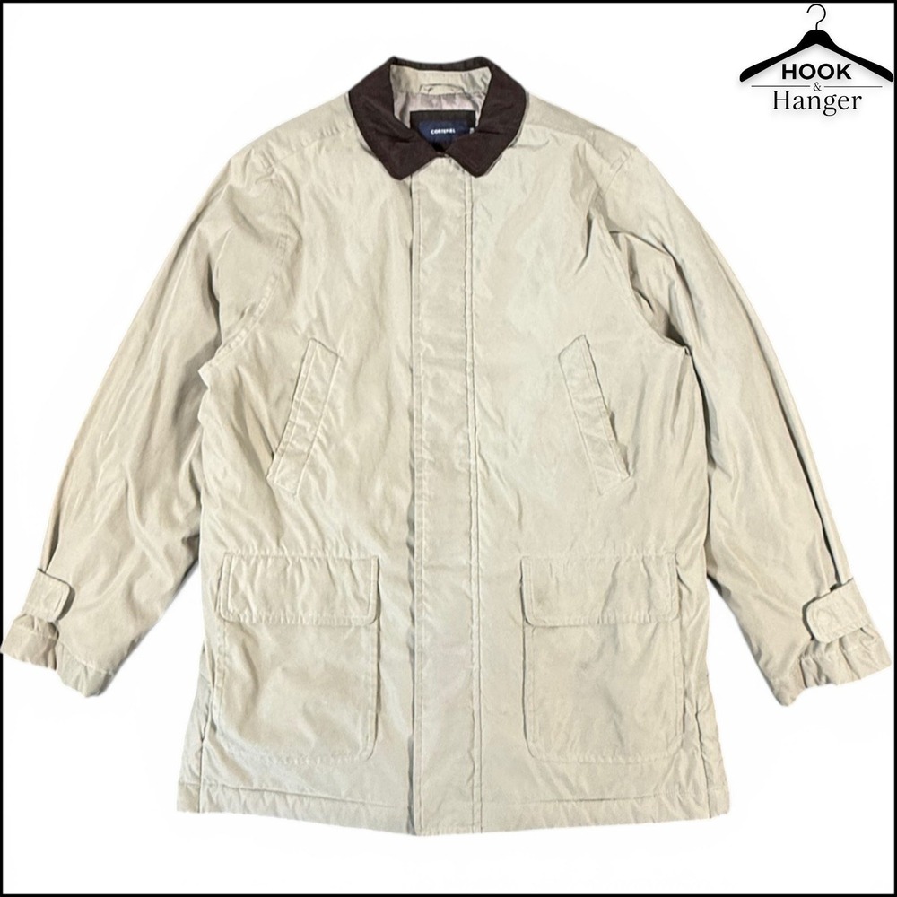 Cortefiel Field Jacket S/M 48 Tan Brown Collar Barn Coat Spanish Water Repellent